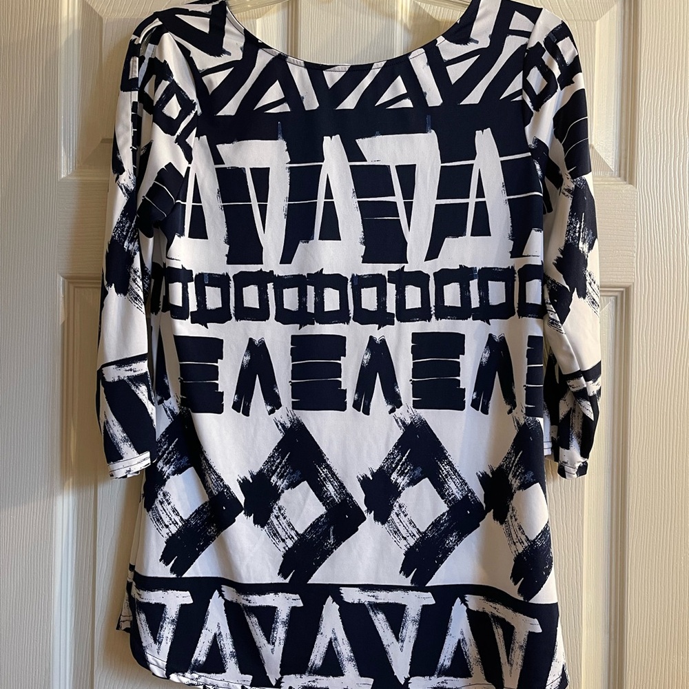 Abstract Navy and White Women's Top